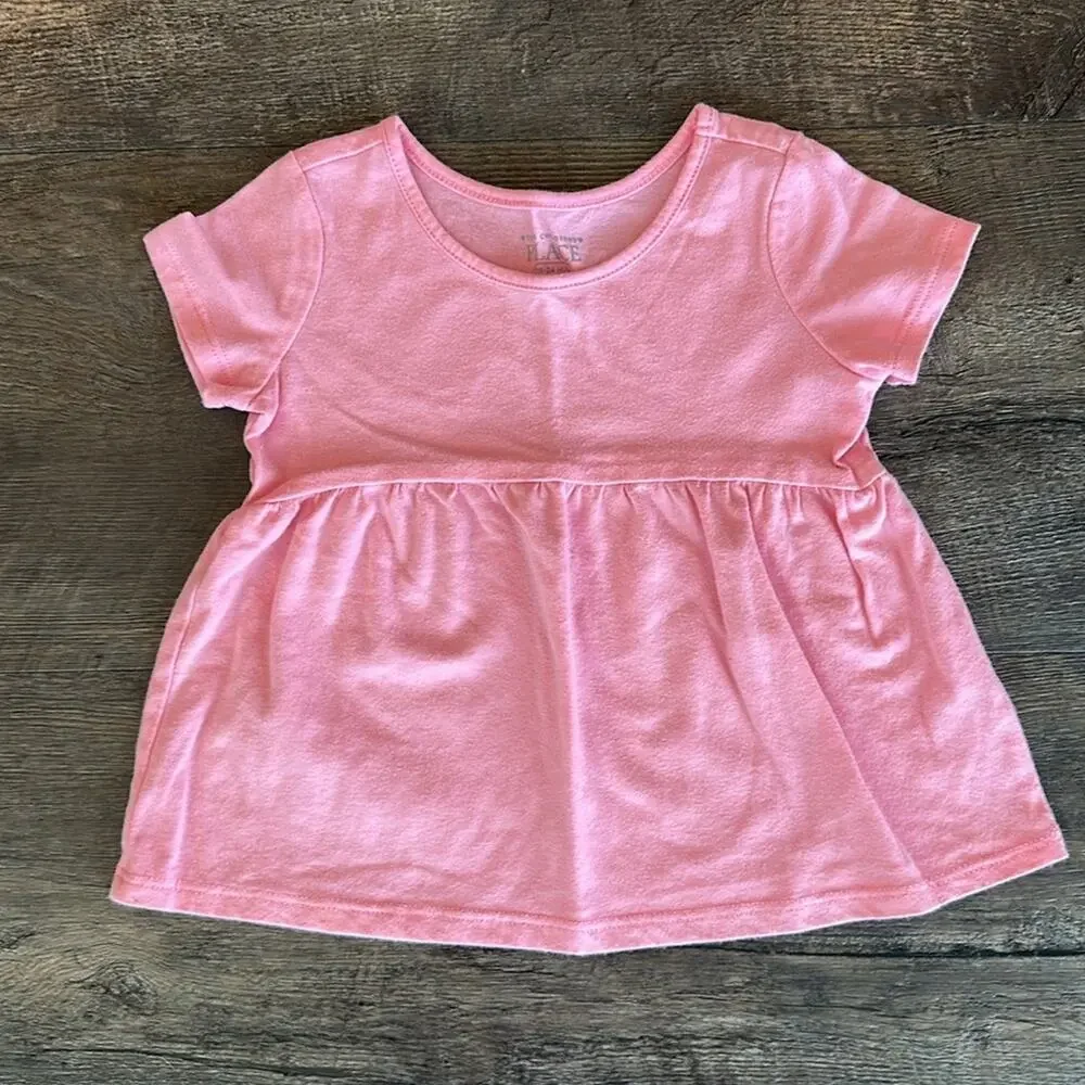 The Children's Place 18-24 Month Baby BUNDLE (2) Pastel Short Sleeve Peplum Tops